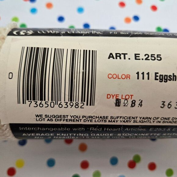 VINTAGE RED HEART WINTUK POMPADOUR YARN EGGSHELL - Picture 4 of 9